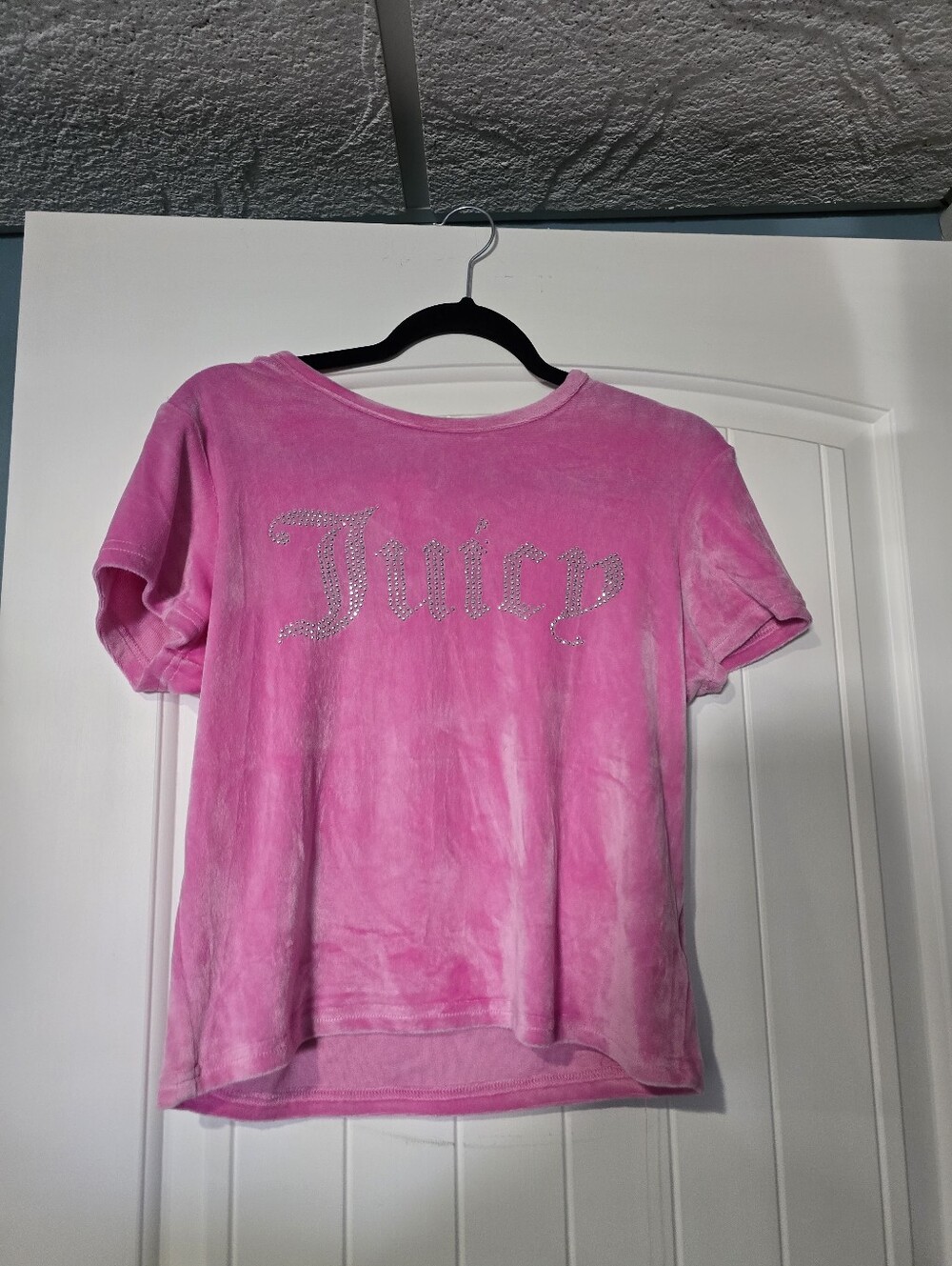 Juicy Couture womans Rhinestone Logo Velour Tee Shirt